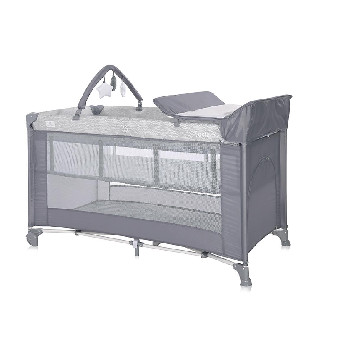 Παρκοκρέβατο 2 Επιπέδων&Αλλαξιέρα Lorelli Torino Plus Grey Striped Elements