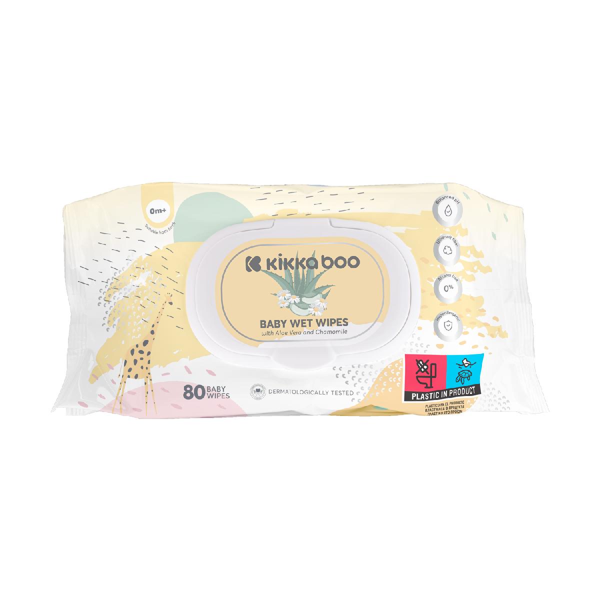 Μωρομάντηλα με καπάκι 80τμχ Kikka Boo Aloe Vera & Chamomile
