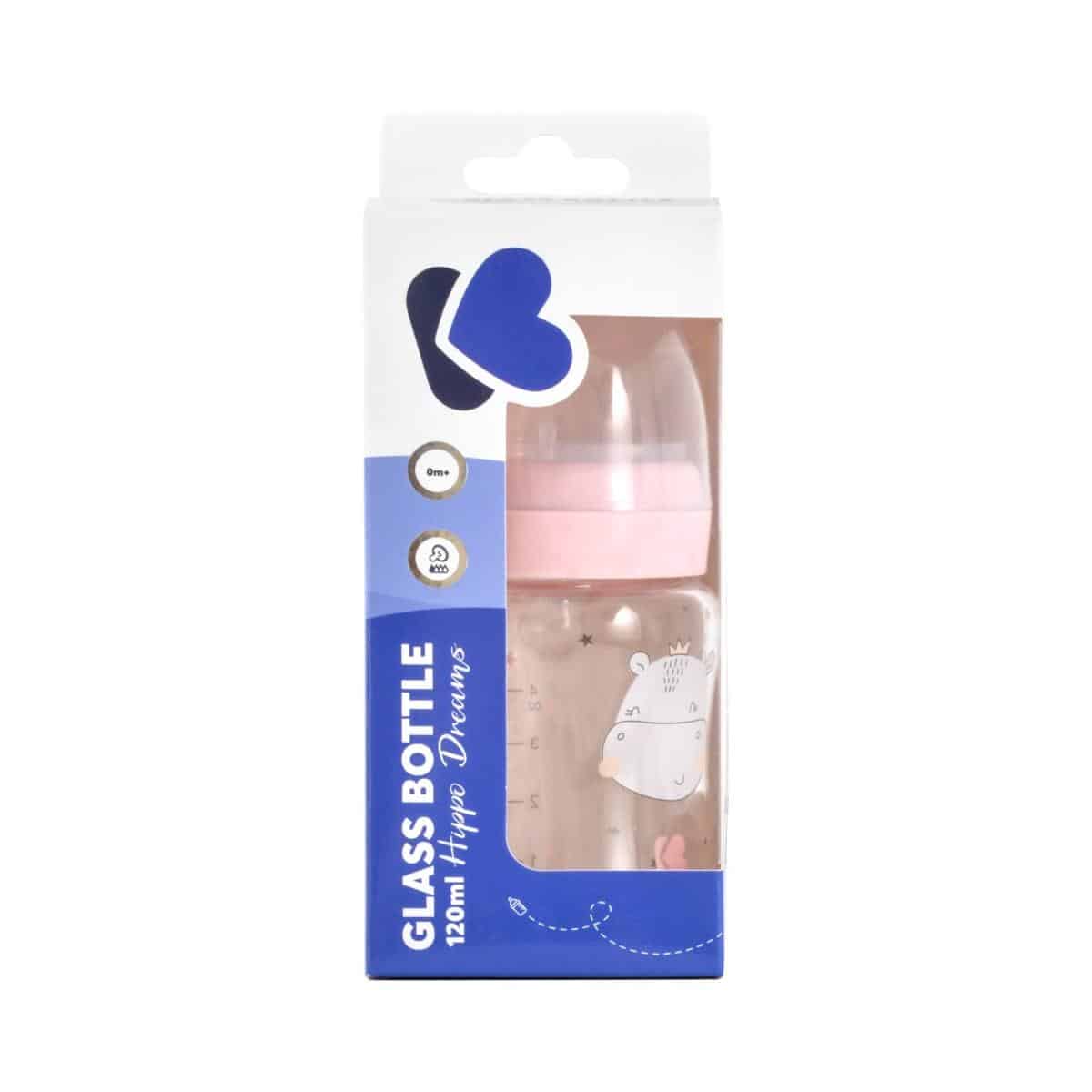Γυάλινο μπιμπερό 120ml Kikka Boo Hippo Dreams Pink - Image 3