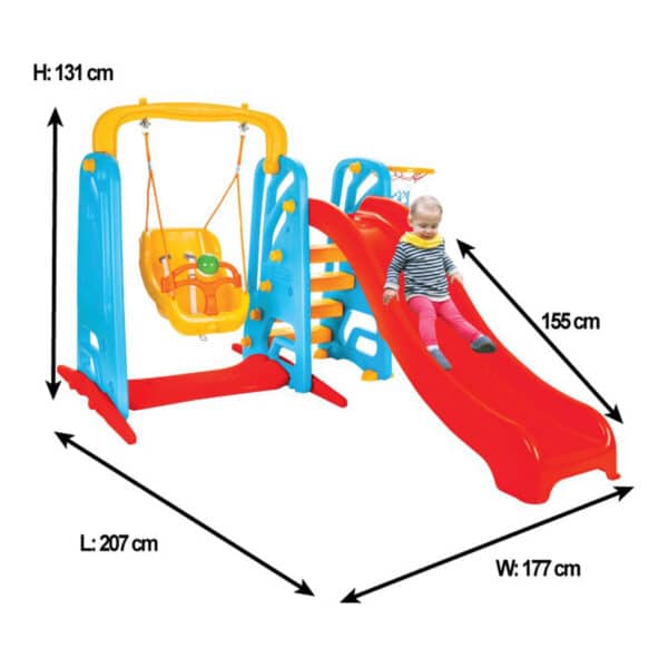 Παιδική Τσουλήθρα με Μπασκέτα και Κούνια Pilsan Sledge With Swing Wavy 06141 - Image 2