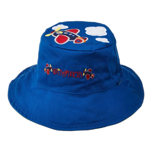 Καπέλο Διπλής Όψης UPF 50+ – FLAPJACKKIDS Baby patterned Hat 6M-2Y Train/Plane - Image 3