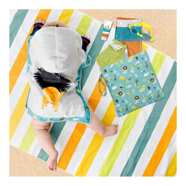 Πετσέτα Παραλίας Backpack FlapJackKids Green Zoo - Image 4