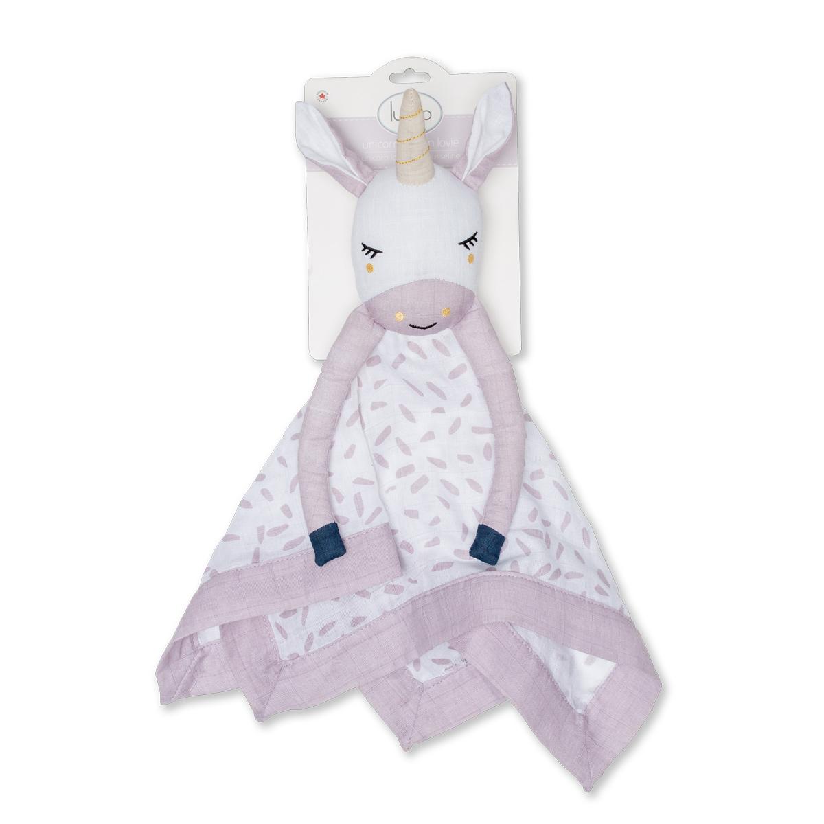 Πανάκι παρηγοριάς Lulujo Cotton Muslin Lovie Unicorn
