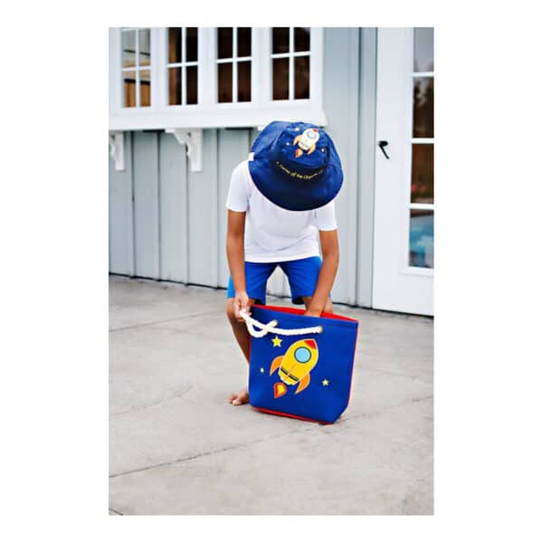 Καπέλο Διπλής Όψης UPF 50+ – FLAPJACKKIDS Baby patterned Hat 6M-2Y Train/Plane - Image 2