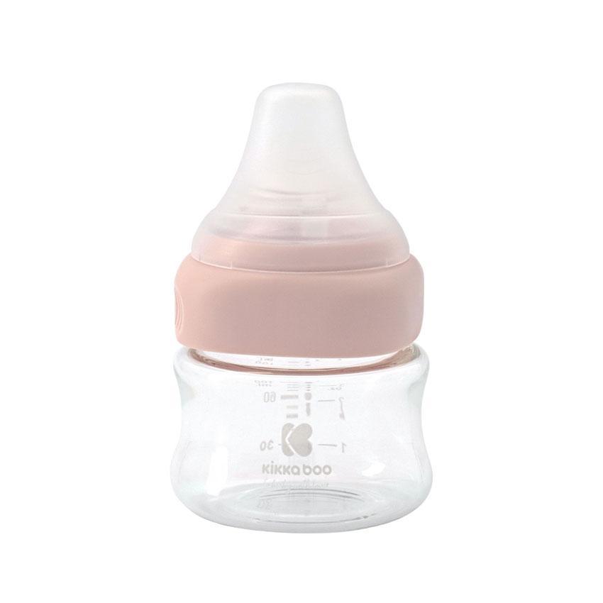 Μπιμπερό με Θηλή Σιλικόνης - Kikka Boo Bottle glass 100ml Pink