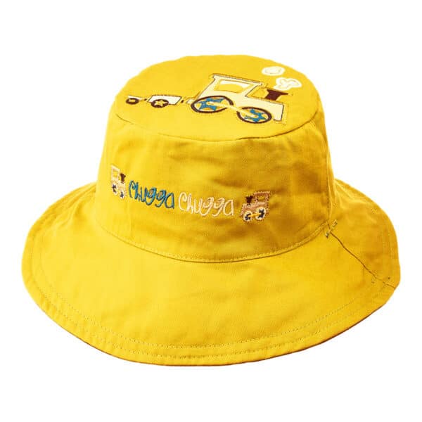 Καπέλο Διπλής Όψης UPF 50+ – FLAPJACKKIDS Baby patterned Hat 6M-2Y Train/Plane - Image 5