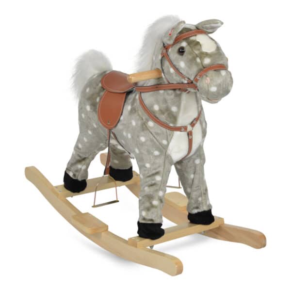 Ξύλινο Κουνιστό Λούτρινο Αλογάκι - MONI Plush rocking horse Spotty WJ-001