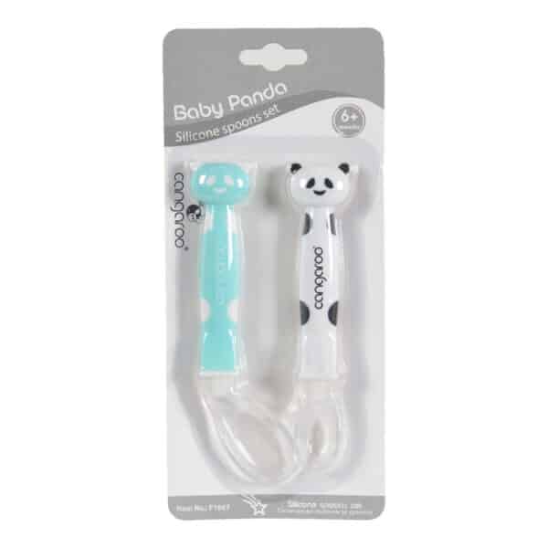 Σετ 2 Κουτάλια Σιλικόνης 6+m - Cangaroo Baby Panda F1607 Blue