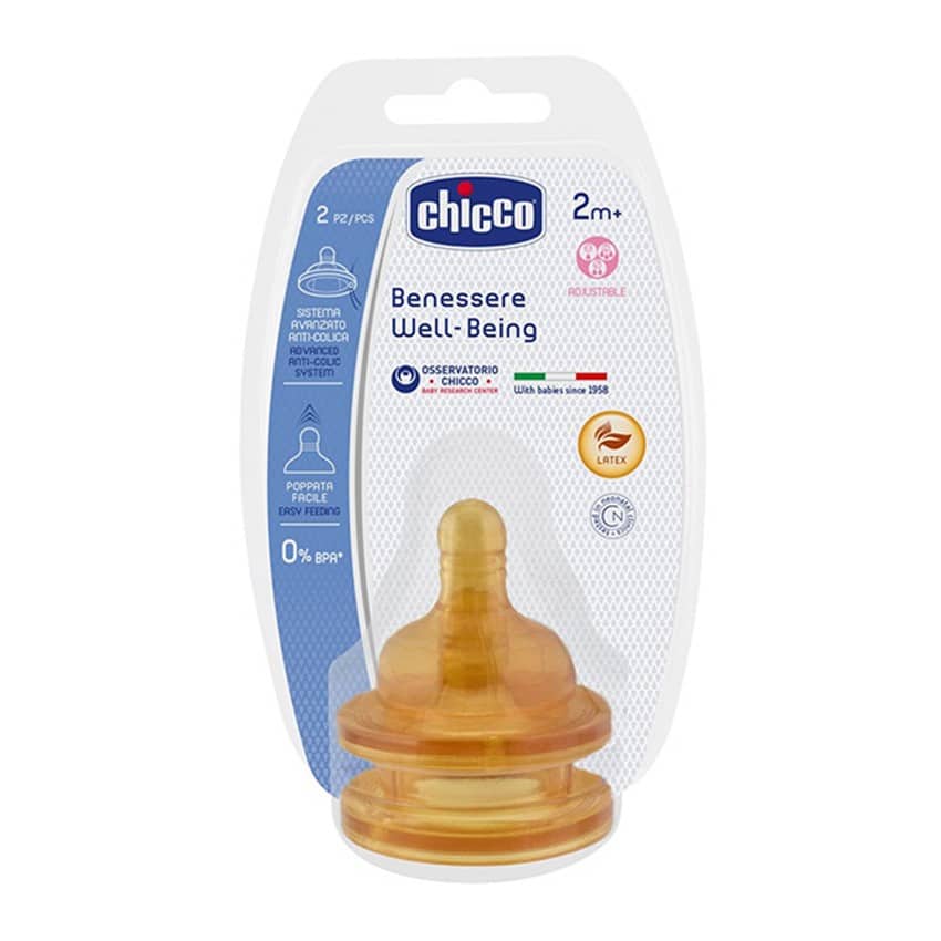 Chicco Θηλή Καουτσούκ Ρυθμιζόμενη Ροή Φ.Μ 2m+ 2τμχ