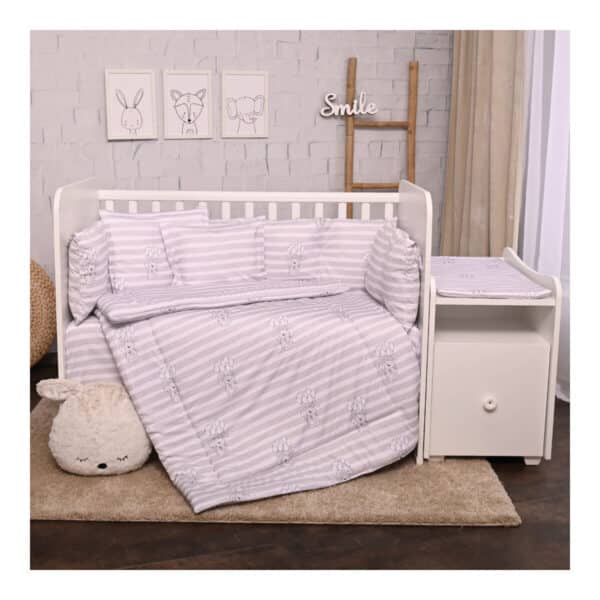 Σετ Προίκας Μωρού Για Κούνια 5τμχ. Lorelli Striped Grey