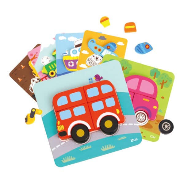 Ξύλινα Εκπαιδευτικά Puzzle 6 σε 1 Μέσα Μεταφοράς - Tooky Τoy TL635