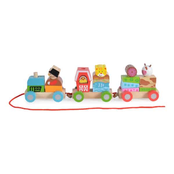 Ξύλινο Συρόμενο Τρενάκι με Κορδόνι - MONI Toys Farm 2036