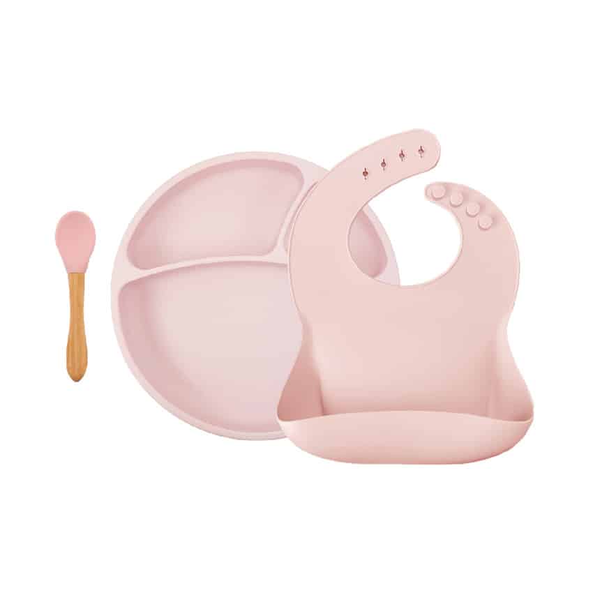 Σετ Φαγητού 3τμχ από Σιλικόνη Minikoioi Pink