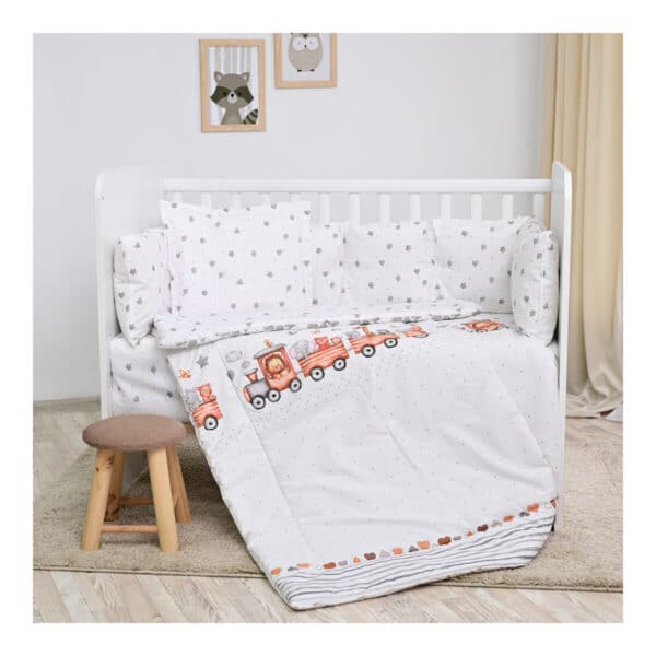 Σετ προίκας μωρού 4τμχ για κούνια 60x120εκ Lorelli Lily Train Grey
