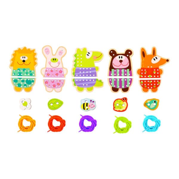 Ξύλινα Ζωάκια με νήματα Tooky Toy TL417 5 in 1 Lacing animals
