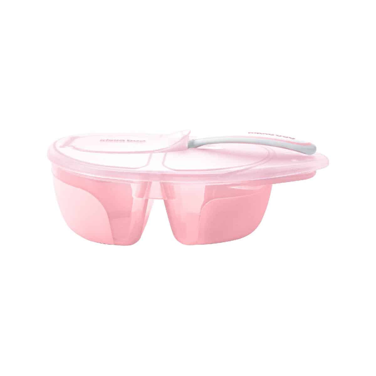 Δοχείο Φαγητού Mε Χωρίσματα Kαι Kουτάλι Kikka Boo Tasty Pink