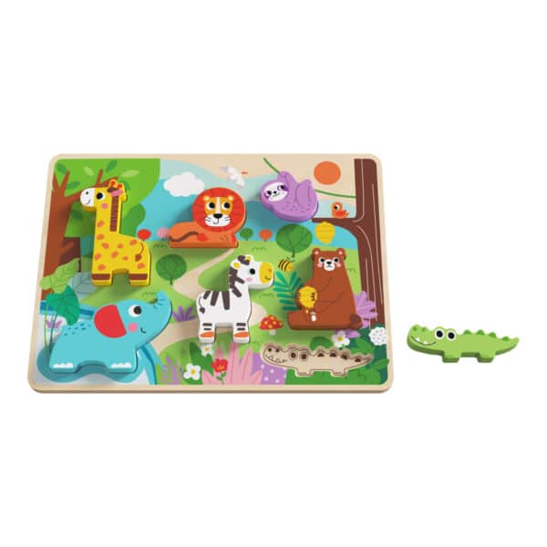 Ξύλινο Παζλ Σφηνώματα Ζώα Ζούγκλας 8τμχ Tooky Toy TH633 - Image 2