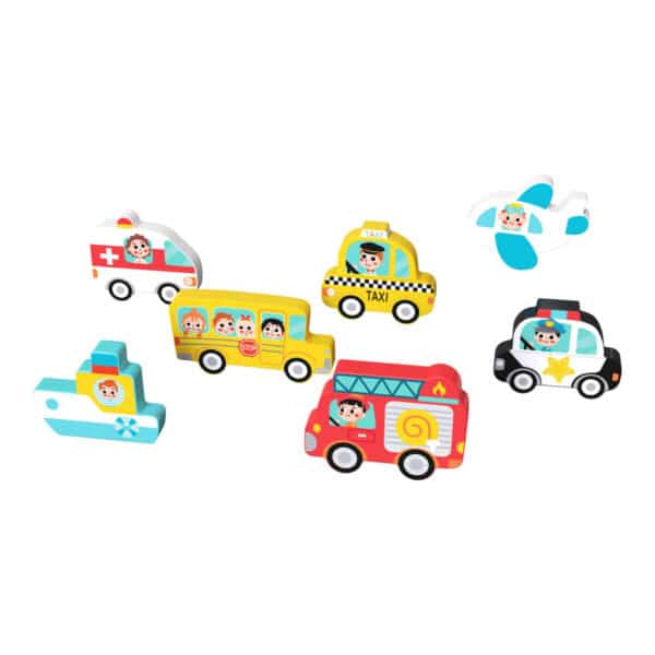 Ξύλινο Παζλ Σφηνώματα Μέσα Μεταφοράς 9τμχ Tooky Toy TH634 - Image 2