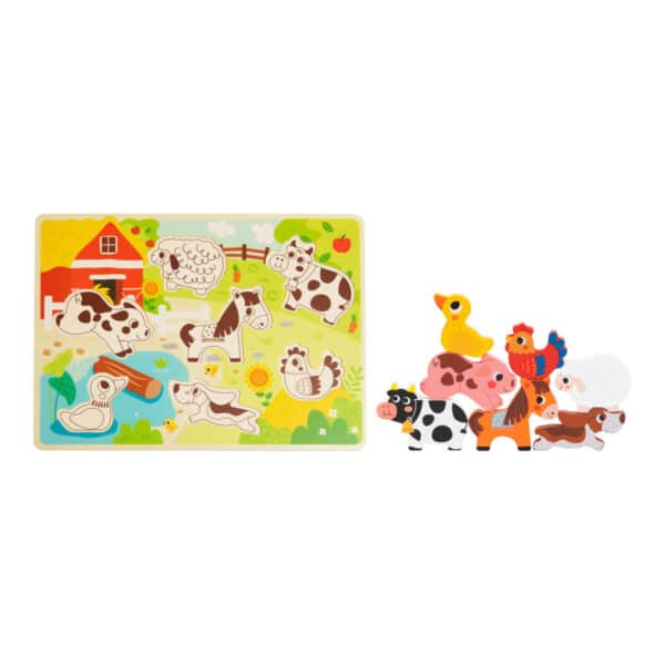 Ξύλινο Παζλ Σφηνώματα Φάρμα 8τμχ Tooky Toy TH636 - Image 2