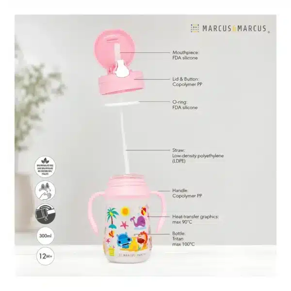 Παιδικό μπουκάλι 300ml Tritan Marcus & Marcus Pokey Pig pink - Image 4