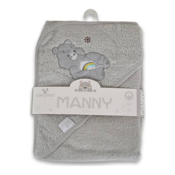 Παιδική πετσέτα με Κουκούλα 76x76εκ Cangaroo Manny Grey