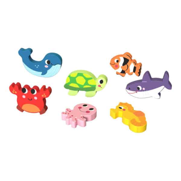 Ξύλινο Παζλ Σφηνώματα Marine 8τμχ Tooky Toy TK265 - Image 2