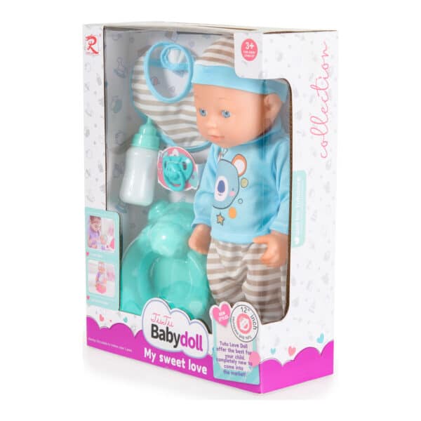 Κούκλα 31εκ με Γιογιό και Πιπίλα Moni Toys Grey 6812 - Image 2