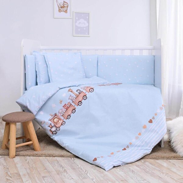 Σετ Προίκας 6 Τεμαχίων 60x120 Lorelli Smile Train Blue