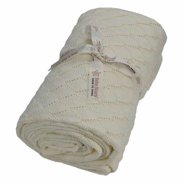 Κουβέρτα Κρεβατιού Πλεκτή 110x140εκ Bebe Stars Ivory