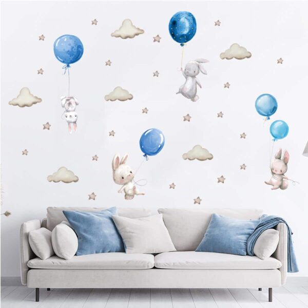 Αυτοκόλλητο Τοίχου Sipo Bunny Balloons Blue