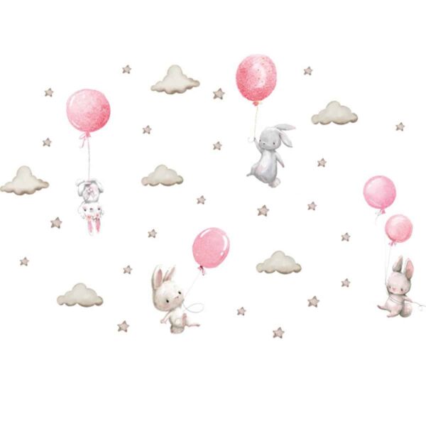 Αυτοκόλλητο Τοίχου Sipo Bunny Balloons Pink - Image 2
