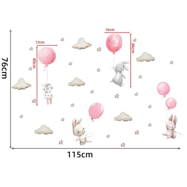 Αυτοκόλλητο Τοίχου Sipo Bunny Balloons Pink - Image 4
