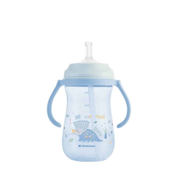 Παγουρίνο Με Καλαμάκι Σιλικόνης 300ml Kikka Boo Dino World Blue - Image 2