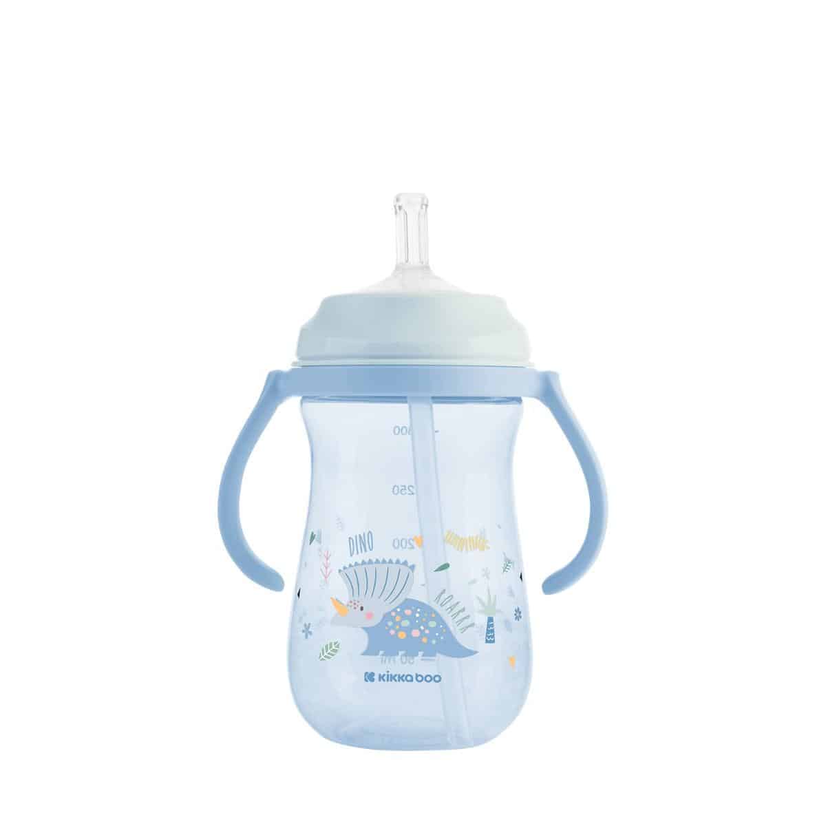 Παγουρίνο Με Καλαμάκι Σιλικόνης 300ml Kikka Boo Dino World Blue - Image 2