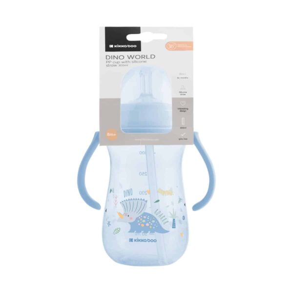 Παγουρίνο Με Καλαμάκι Σιλικόνης 300ml Kikka Boo Dino World Blue - Image 3