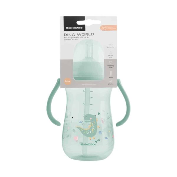 Παγουρίνο Με Καλαμάκι Σιλικόνης 300ml Kikka Boo Dino World Mint - Image 3