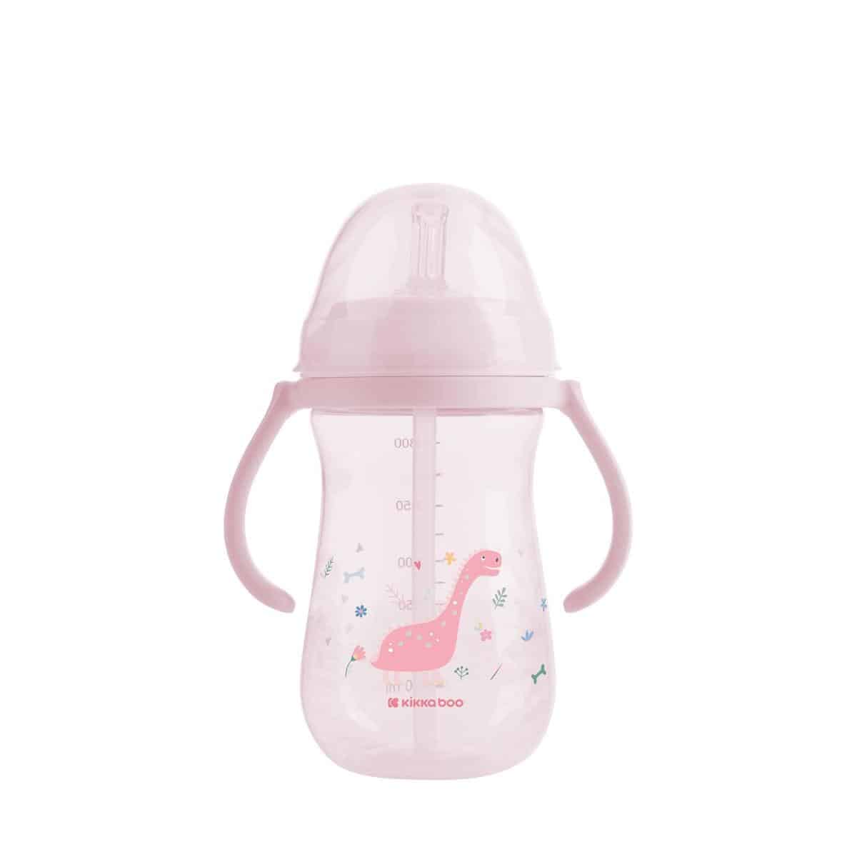 Παγουρίνο Με Καλαμάκι Σιλικόνης 300ml Kikka Boo Dino World Pink