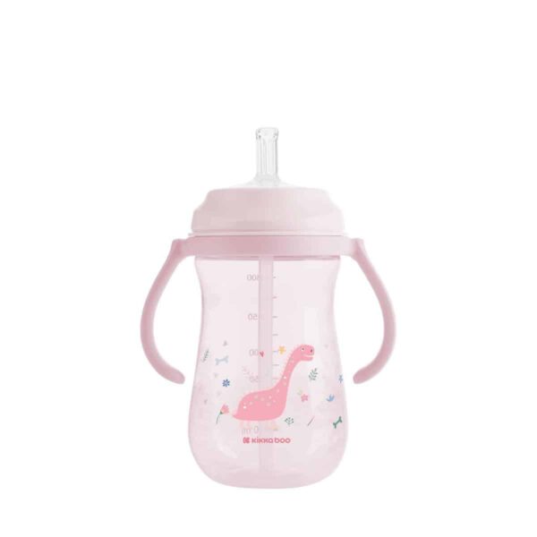 Παγουρίνο Με Καλαμάκι Σιλικόνης 300ml Kikka Boo Dino World Pink - Image 2