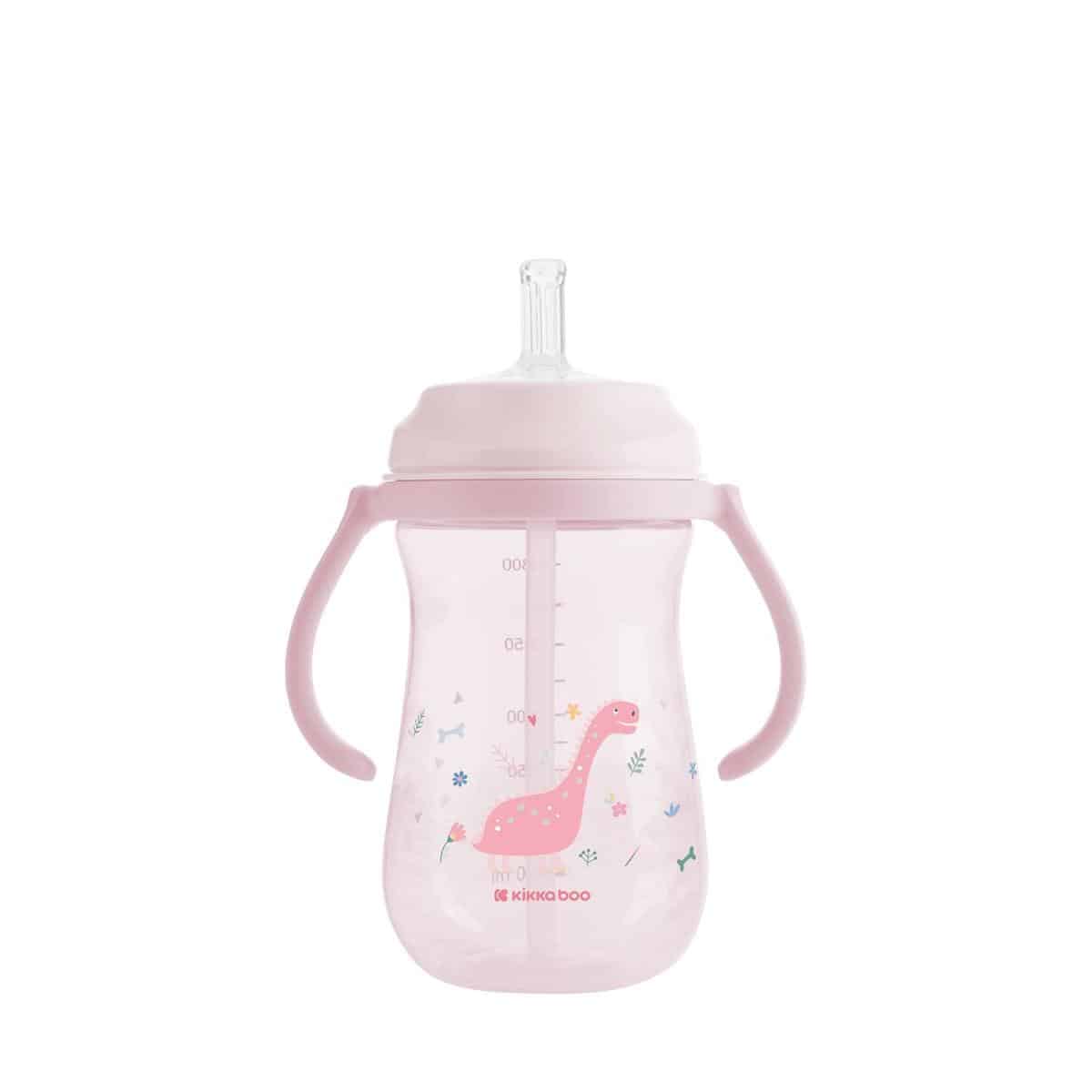 Παγουρίνο Με Καλαμάκι Σιλικόνης 300ml Kikka Boo Dino World Pink - Image 2