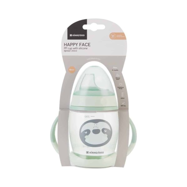 Ποτηράκι/Κύπελλο Με Στόμιο Σιλικόνης 200ml Kikka Boo Happy Face Mint - Image 3