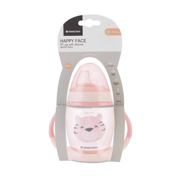 Ποτηράκι/Κύπελλο Με Στόμιο Σιλικόνης 200ml Kikka Boo Happy Face Pink - Image 3