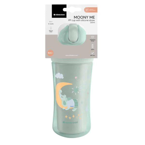 Παγουρίνο Με Καλαμάκι Σιλικόνης 220ml Kikka Boo Moony Μe Mint - Image 4