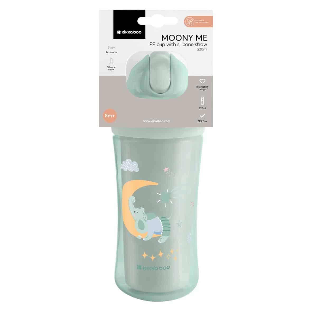 Παγουρίνο Με Καλαμάκι Σιλικόνης 220ml Kikka Boo Moony Μe Mint - Image 4