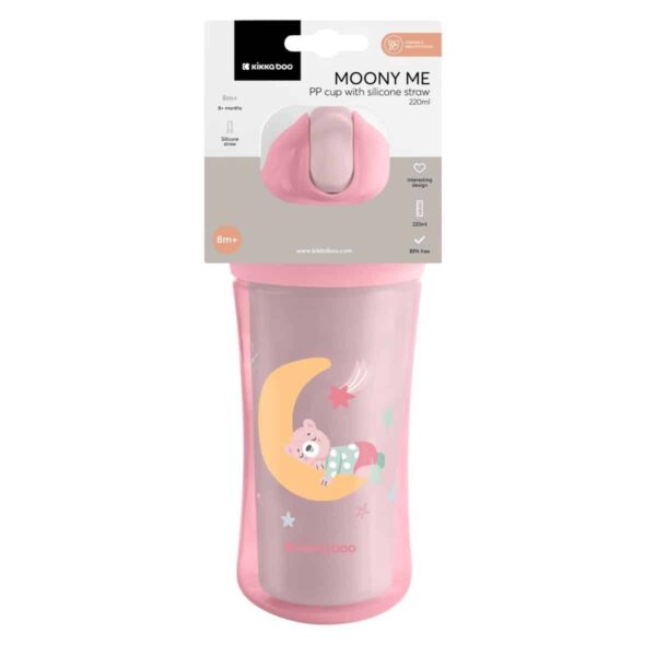 Παγουρίνο Με Καλαμάκι Σιλικόνης 220ml Kikka Boo Moony Μe Pink - Image 4