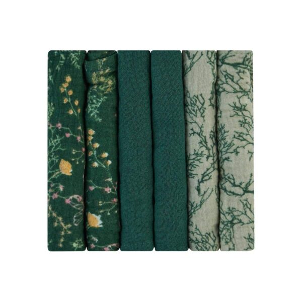 Λαβέτες Mουσελίνας 6τμχ 30x30εκ Kikka Boo Secret Garden Green