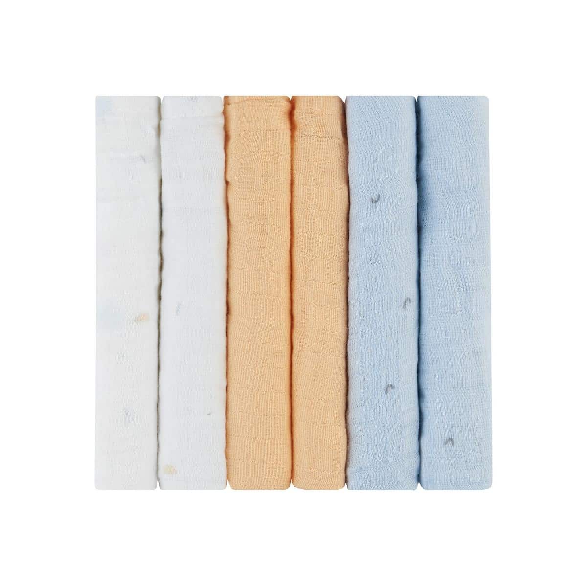 Λαβέτες Mουσελίνας 6τμχ 30x30εκ Kikka Boo Stripy Friends