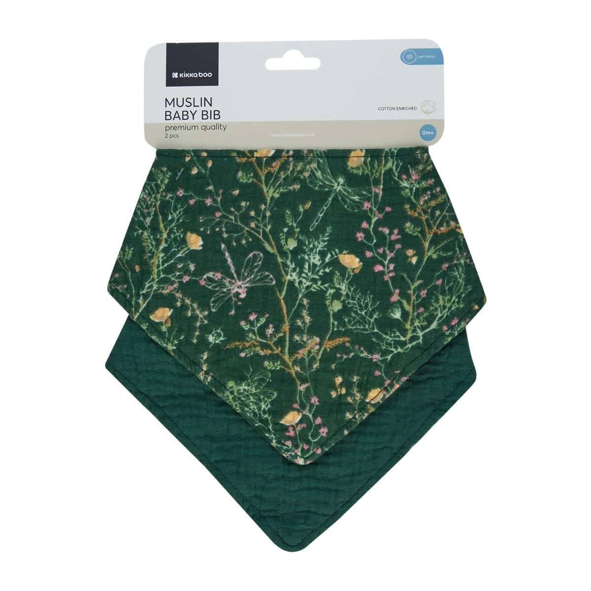 Σαλιάρα - Μπαντάνα 2τμχ Kikka Boo Secret Garden Green