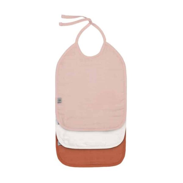 Σετ Σαλιάρες 3τμχ από μουσελίνα Laessig pink/milky/rust