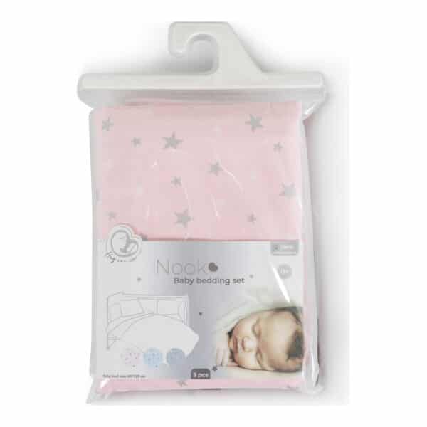 Σετ Προίκα Μωρού 3τμχ 120x60εκ Hugzzz Nook Pink Stars - Image 2