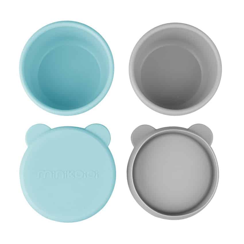 Μπωλ Σιλικόνης με καπάκι 2τμχ Minikoioi MinikOiOi Mini Bites Green-Grey